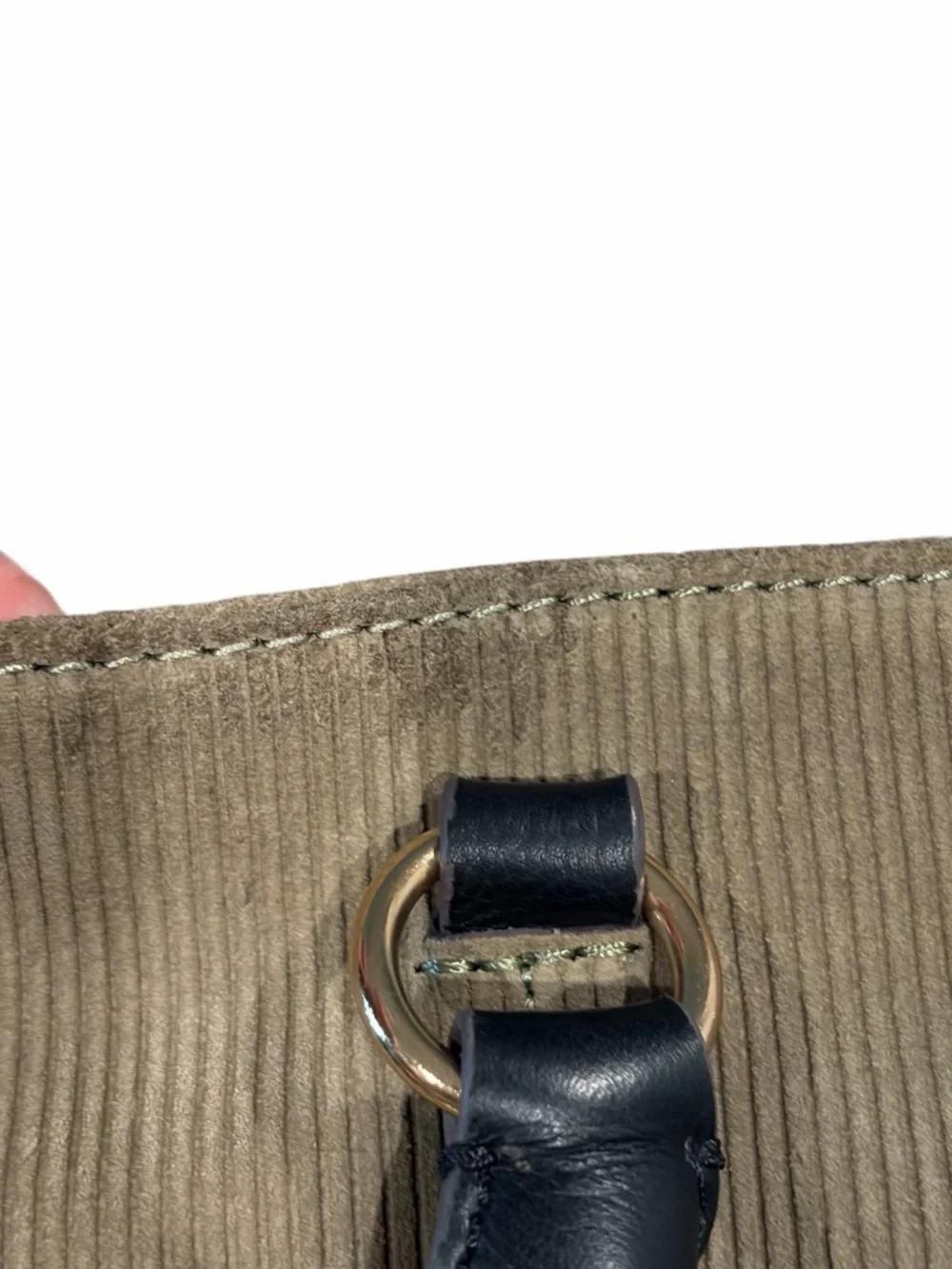 Aimee Kestenberg Corduroy Satchel Bag Taupe & Black Gold Hardware